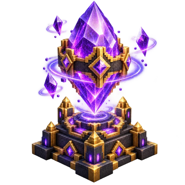 Cristal de ametista sobre pedestal medieval